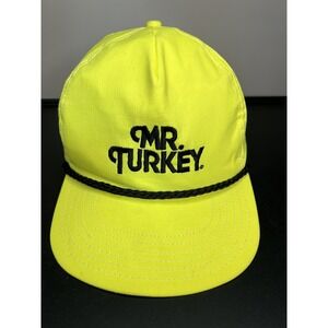 Vtg Mr Turkey Hat Trucker Style  Baseball One Size Snapback Cap bright yellow